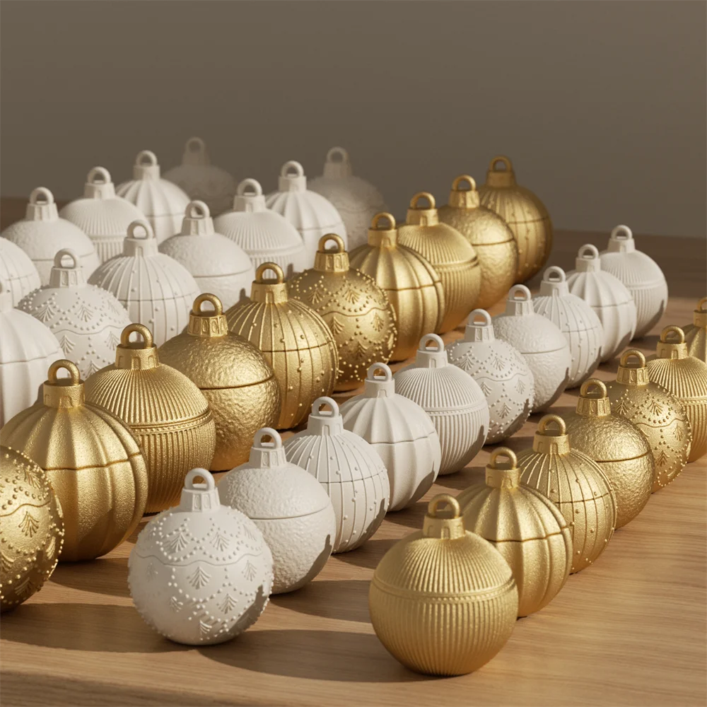 Twinkle Bauble Candle Jar Concrete Jesmonite Silicone Mold 4 oz Candle Refill Mold Christmas Home Decoration