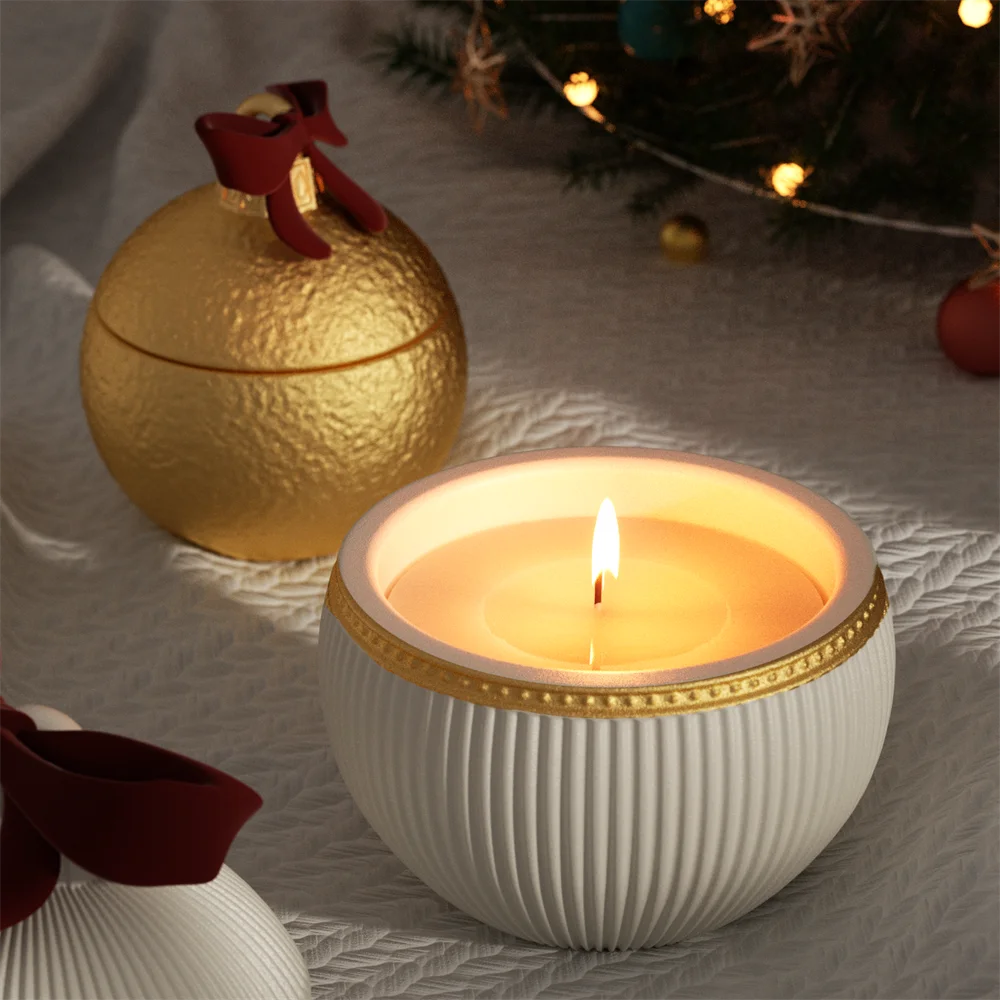 Twinkle Bauble Candle Jar Concrete Jesmonite Silicone Mold 4 oz Candle Refill Mold Christmas Home Decoration