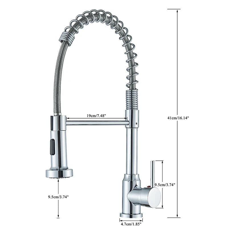 Spring Pull Down Kitchen Faucets Stream Spray Head Hot Cold Water Tap Stainless steel Rotation Kitchen Mixer Tap Crane