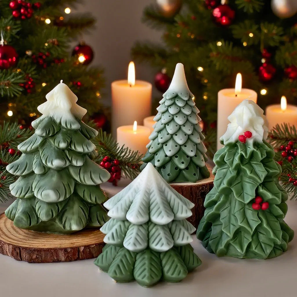 DIY Christmas Tree Silicone Candle Mold Handmade Aroma Candle Plaster Resin Mould Christmas Candle Making Supplies