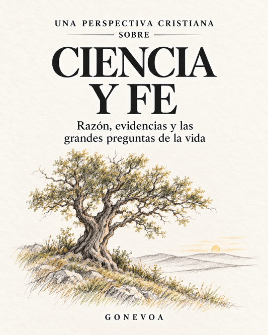 Cubierta de Una perspectiva cristiana sobre ciencia y fe, con un roble dibujado a lápiz sobre papel crema.