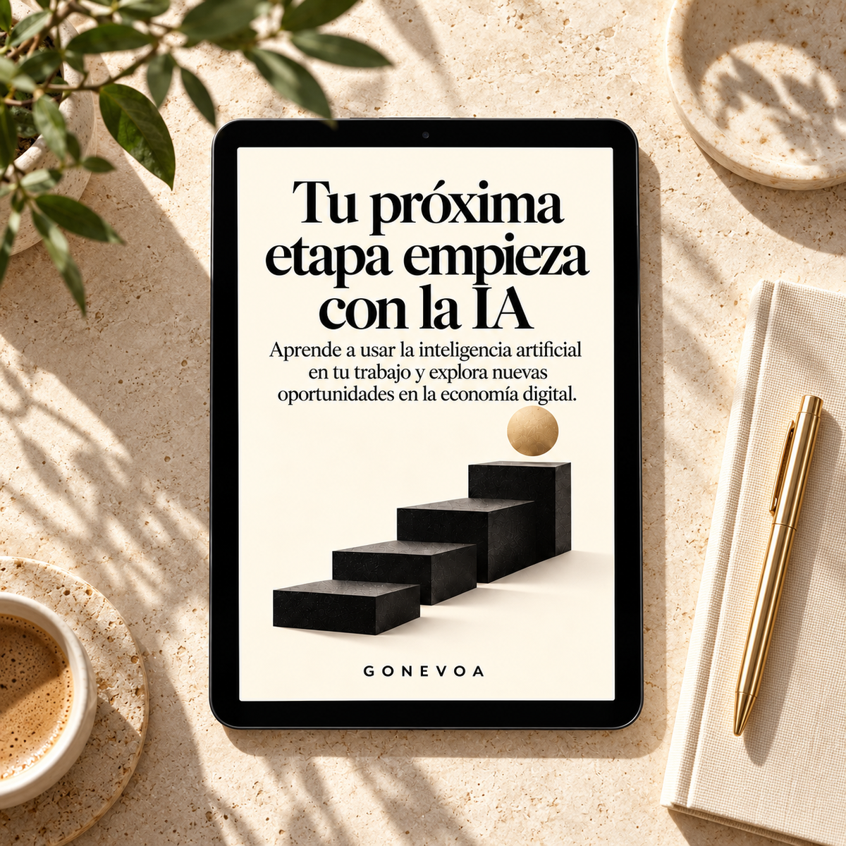 Tu próxima etapa empieza con la IA — cubierta crema